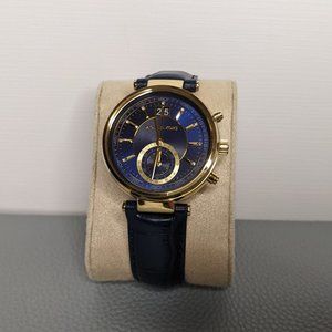 Michael Kors Women's Swiss Chrono watch with Royal Blue Leather Embossed…